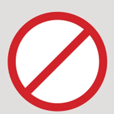 Red circle with a red diagonal bar
