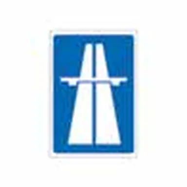 Blue rectangular sign with a white motorway symbol