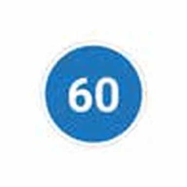 Blue circular sign with the number 60