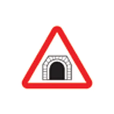 Red triangle with a tunnel entrance symbol