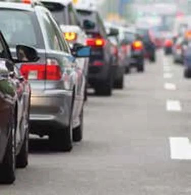Long queue of cars waiting in traffic