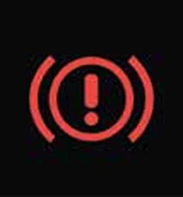 Red warning lamp: exclamation mark inside a circle with brackets