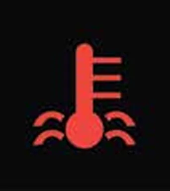 Red warning lamp: thermometer above wavy lines