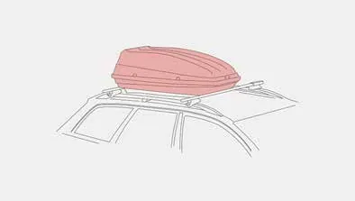 Drawing of a car with a load strapped to its roof rack