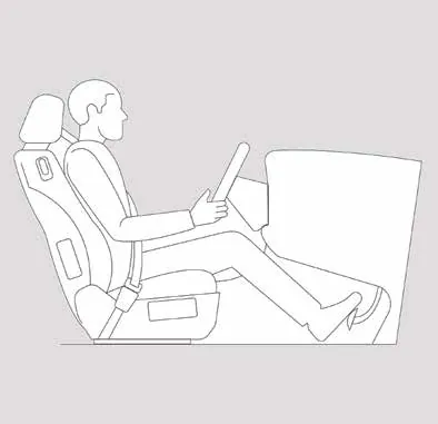 Seated occupant with the diagonal seat belt across the chest and shoulder