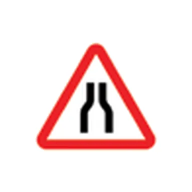 UAE road sign: Road narrows on both sides