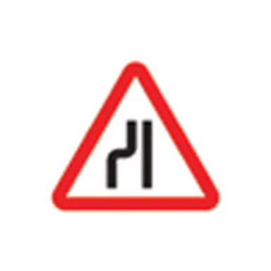 UAE road sign: Road narrows from left