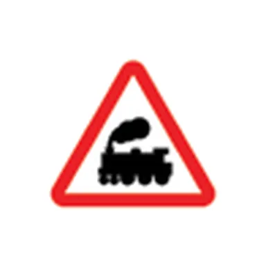 UAE road sign: Level crossing without barrier ahead