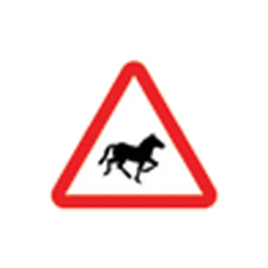 UAE road sign: Accompanied horses or ponies crossing
