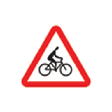 UAE road sign: Cyclists on carriageway
