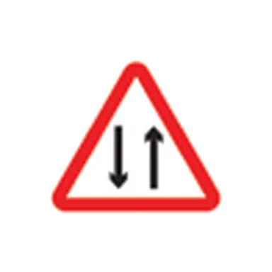 UAE road sign: Two-way traffic straight ahead
