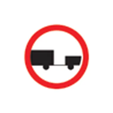 UAE road sign: No motor vehicles pulling a trailer