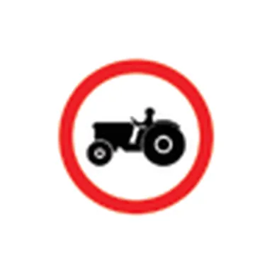 UAE road sign: No tractors or construction vehicles