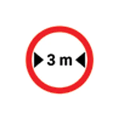 UAE road sign: No vehicles over width shown