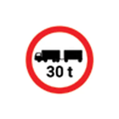 UAE road sign: No vehicles or vehicle trains over the gross weight shown