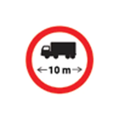 UAE road sign: No vehicles or vehicle trains over the length shown