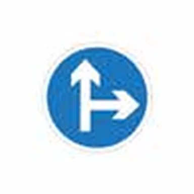 UAE road sign: Turn right or continue straight ahead