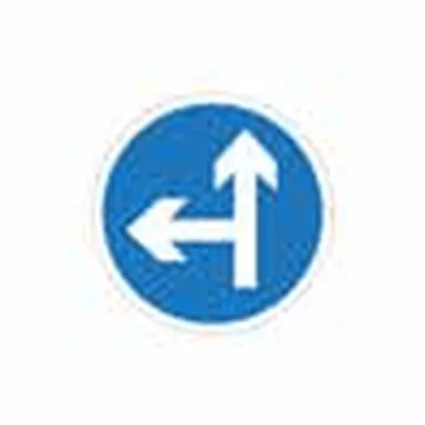 UAE road sign: Turn left or continue straight ahead