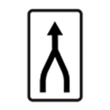 UAE road sign: Lanes merge ahead