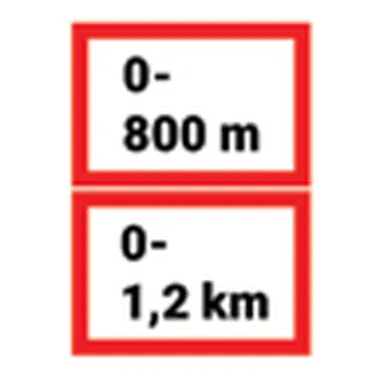 UAE road sign: Length of a stretch of road beginning at the sign