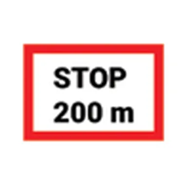 UAE road sign: Stop and give way at specified distance ahead
