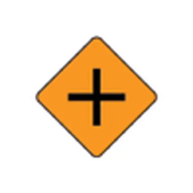 UAE road sign: Crossing ahead (road works)