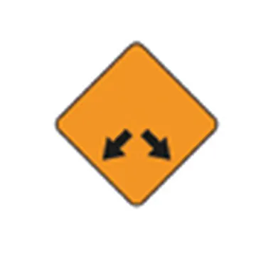 UAE road sign: Left or right (road works)